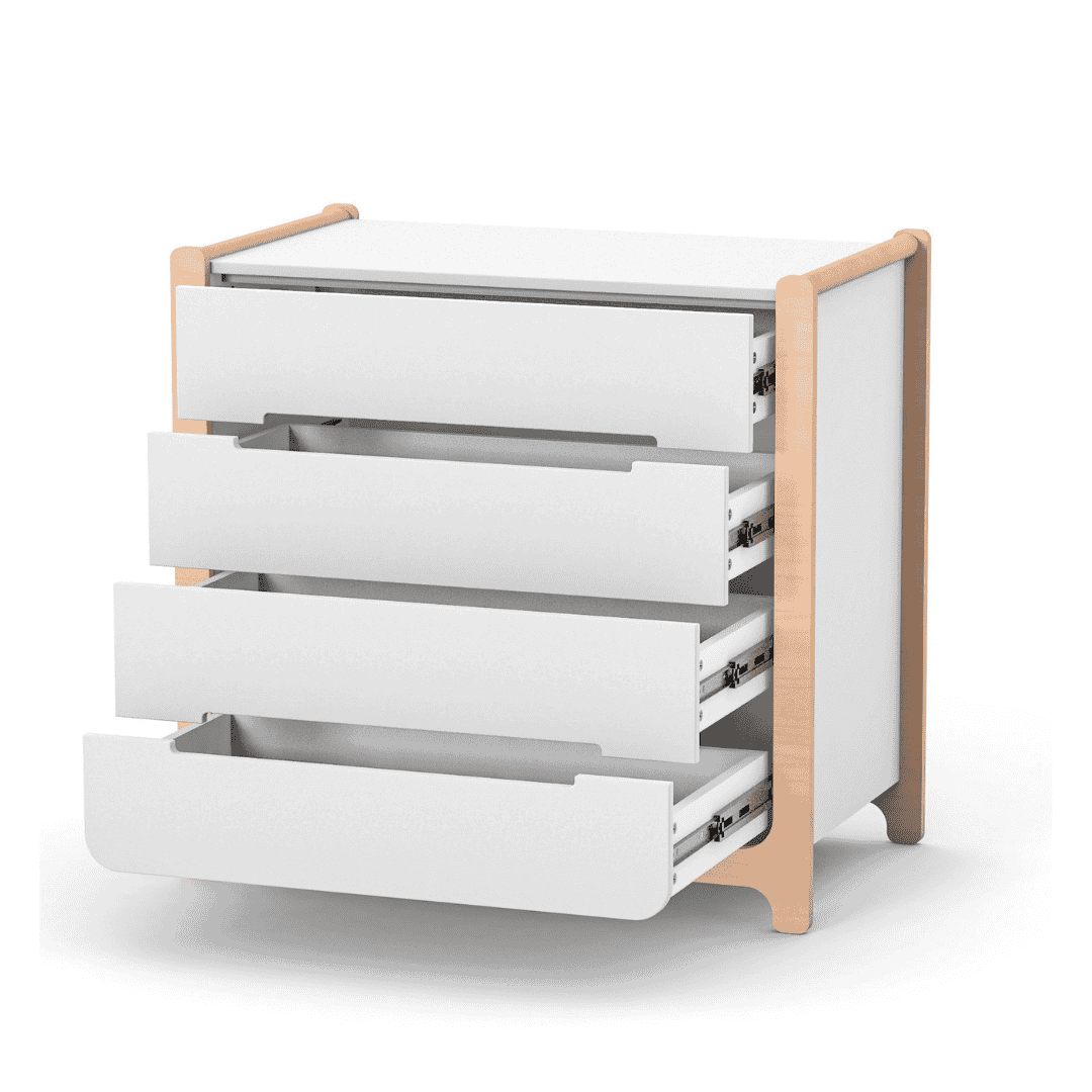 Dětská komoda Markito Gekko Kids, 90x53x86cm, Bílá / Přírodní Buk